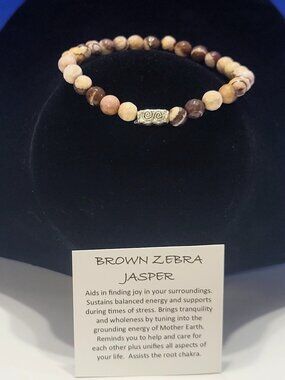 Vintage Brown Zebra Jasper Beaded Bracelet for Tranquility